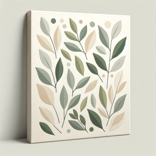 Leaves pattern on mini canvas neutral colours