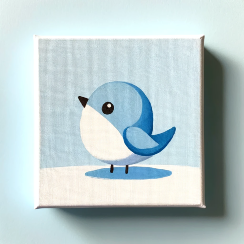 mini canvas painting ideas cartoon bird